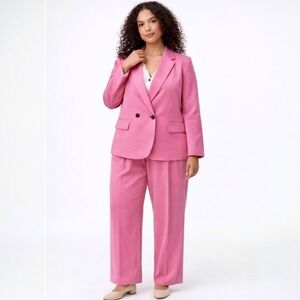 NWT J.Crew Drapey Twill Mauve Pink Pantsuit 24 Double Breasted Wide Leg Relaxed